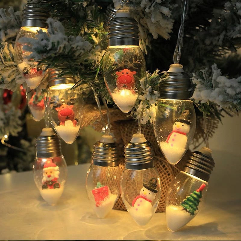 Cross Border 2024 New LED Christmas Snowman Christmas Tree Light Bulb String Wall Hanging Lamp Gift Living Room Night Light