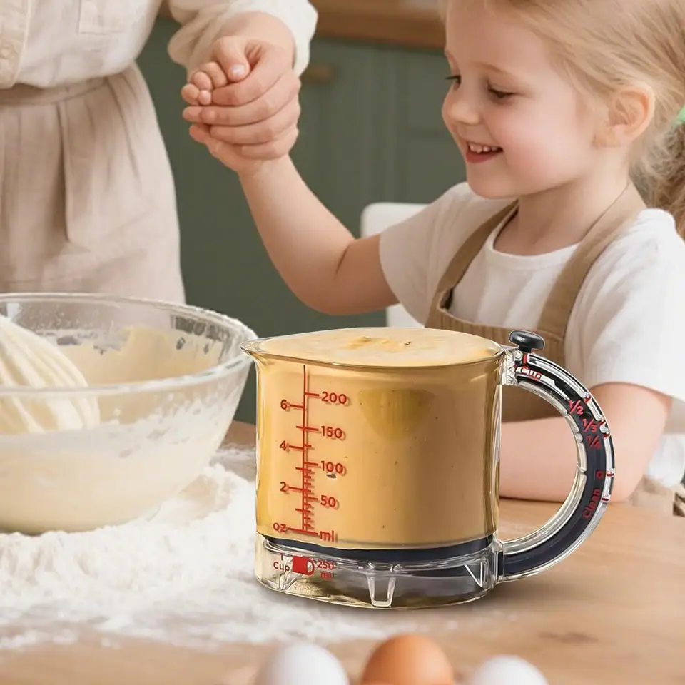 4-in-1 Adjustable Measuring Cup Multi-Functional Measuring Cup with Scraper-Style Seal Base Measurings Cube Cups for Cooking